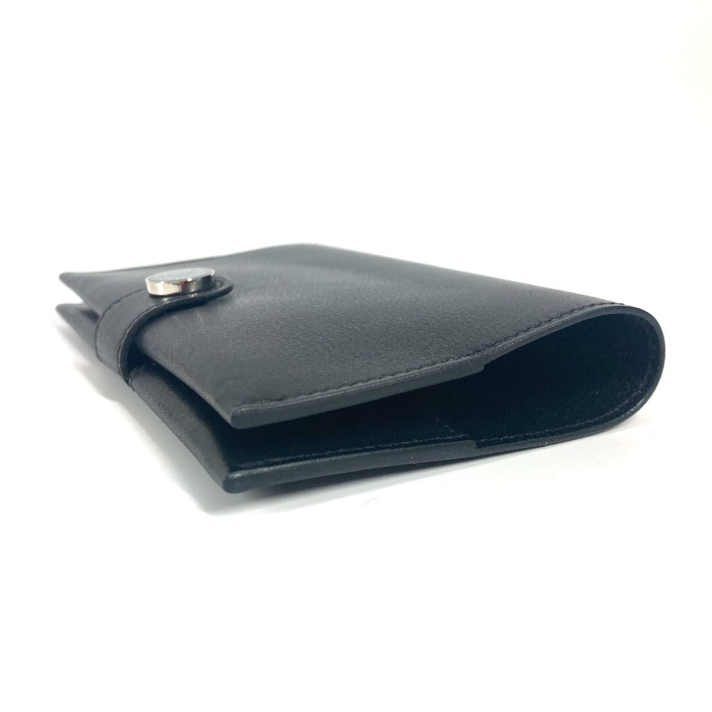 HERMES passport case leather black RMS logo
