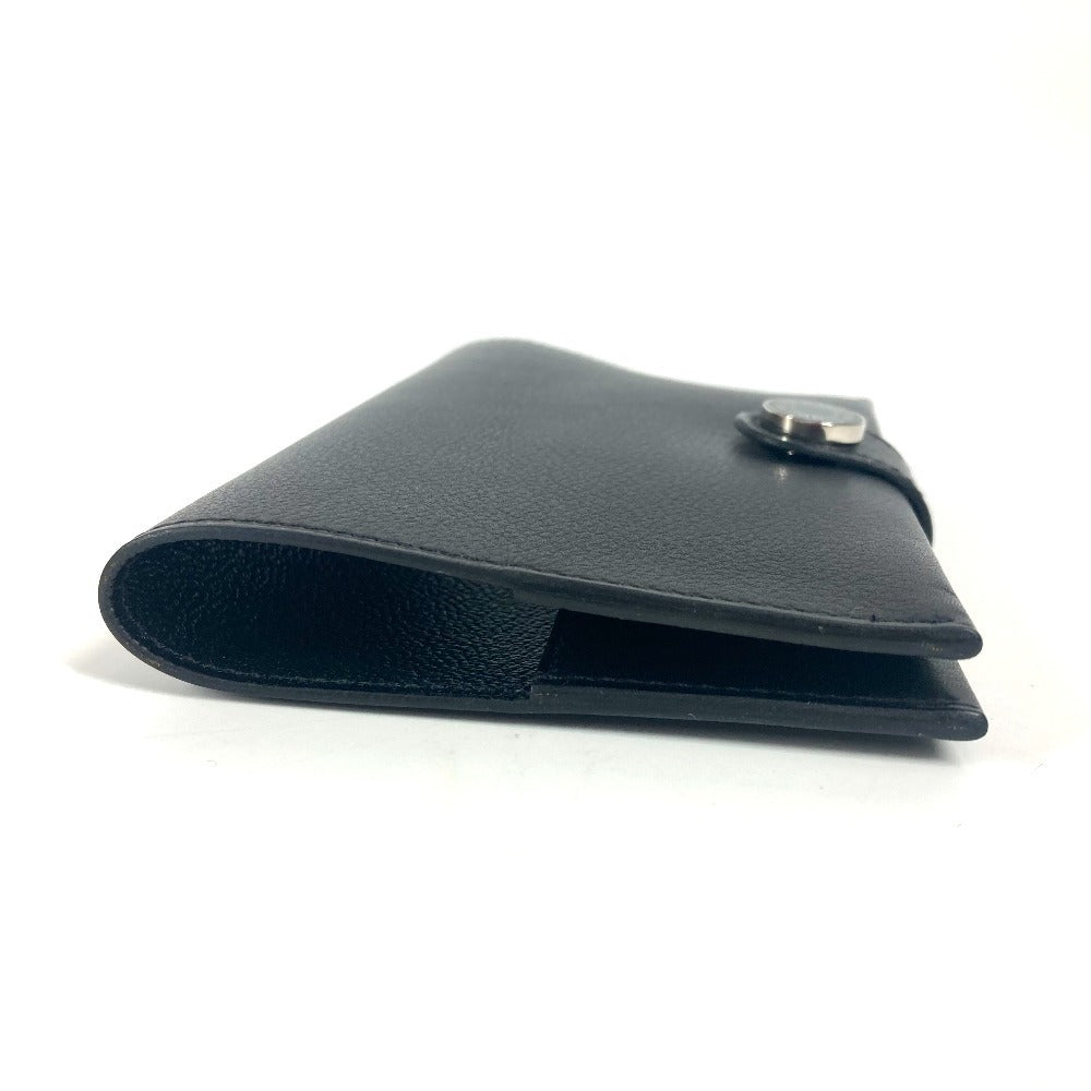 HERMES passport case leather black RMS logo