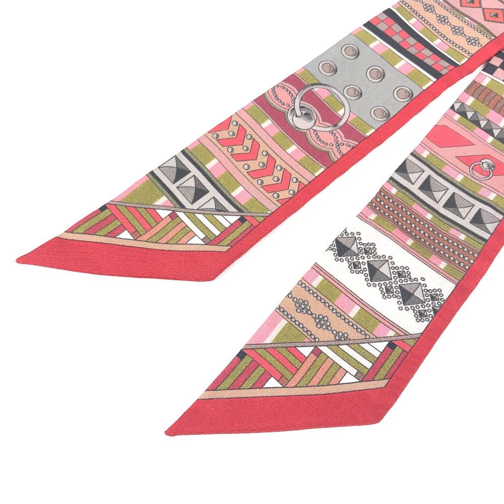 HERMES scarf silk Red Twilly Twilly