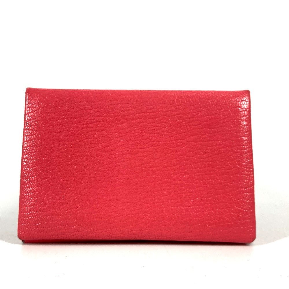 HERMES Card Case Shave pink Calvi unisex(Unisex)