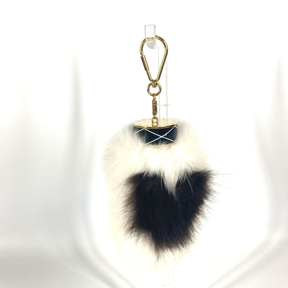 LOUIS VUITTON key ring M67369 Fur, Metal white fur heart logo Bag Charm Fuzzy V Women
