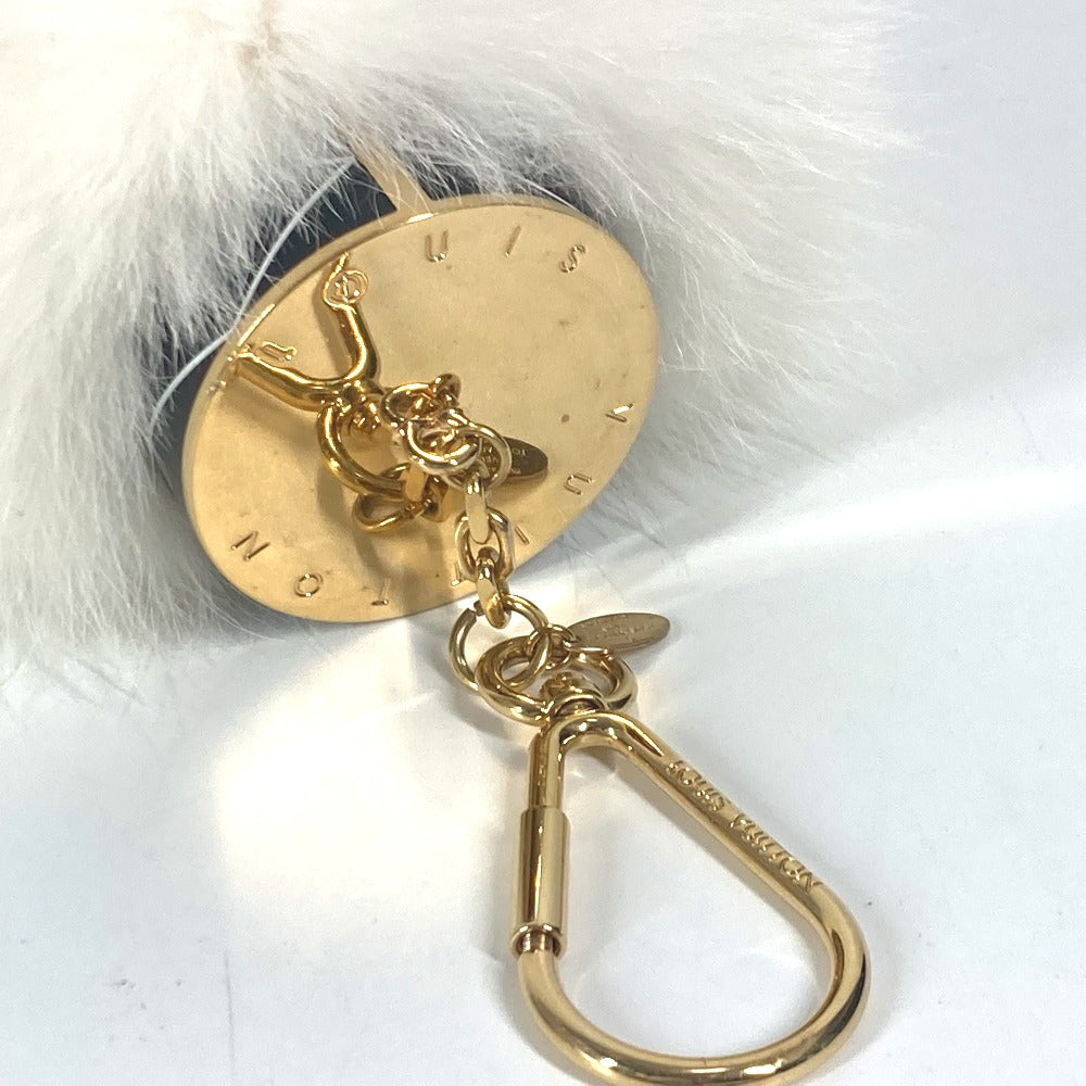 LOUIS VUITTON key ring M67369 Fur, Metal white fur heart logo Bag Charm Fuzzy V Women