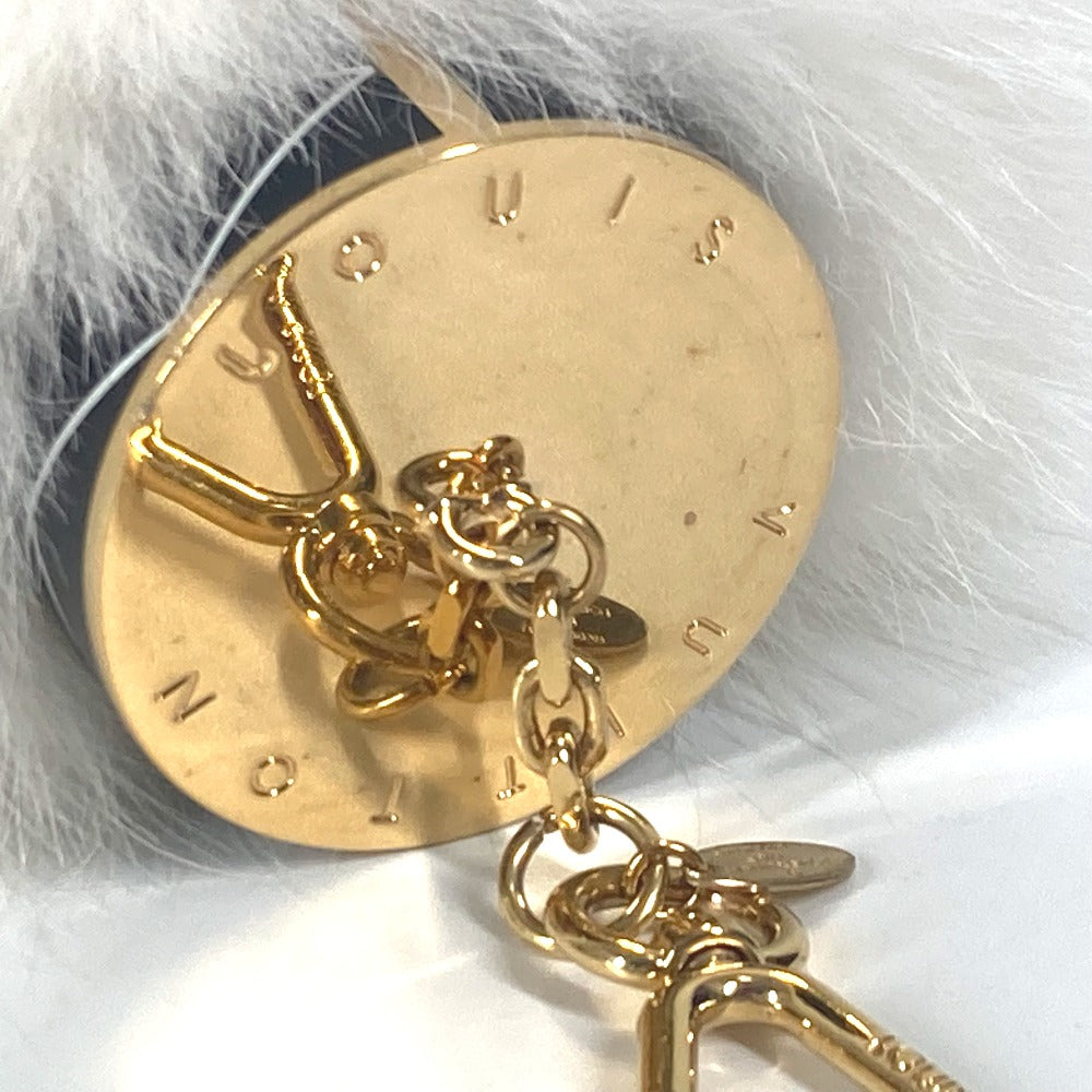 LOUIS VUITTON key ring M67369 Fur, Metal white fur heart logo Bag Charm Fuzzy V Women