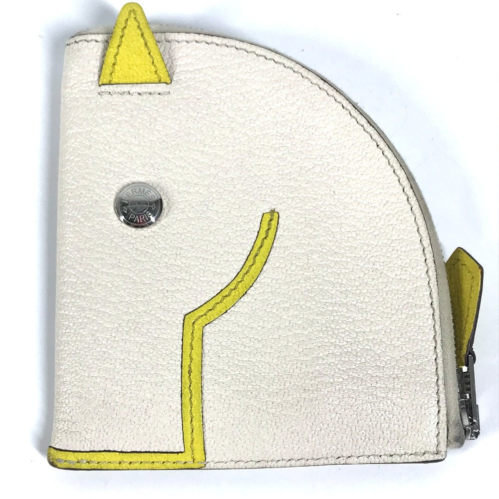 HERMES Coin case Shave white Paddock Cheval Horse Women