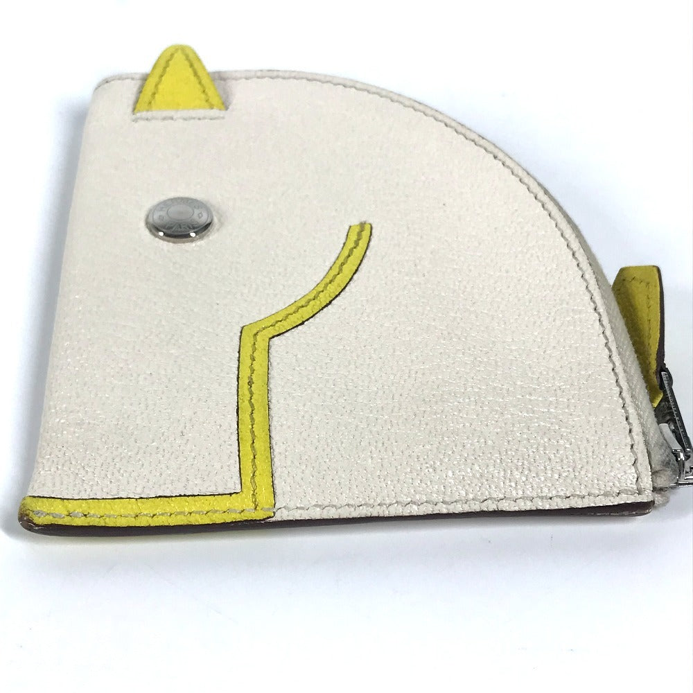 HERMES Coin case Shave white Paddock Cheval Horse Women