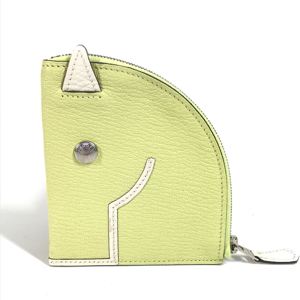 HERMES Coin case Shave yellow Horse Cheval Paddock