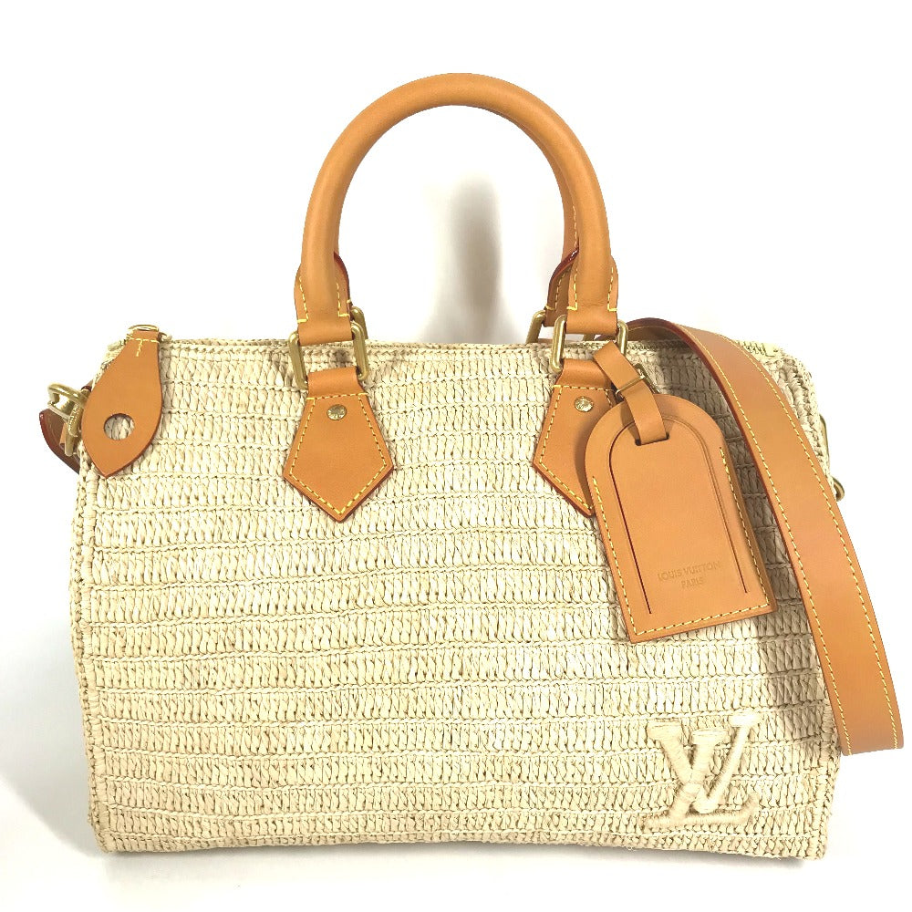 LOUIS VUITTON Handbag M14457 Raffia, Leather beige LV logo Speedy bandouliere 30