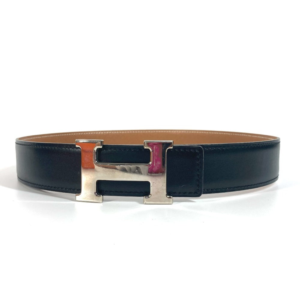 HERMES belt Epsom, box calf Black x Gold H belt 68