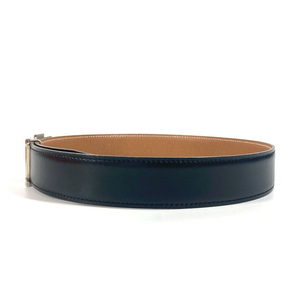 HERMES belt Epsom, box calf Black x Gold H belt 68
