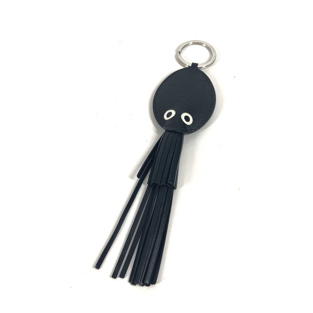 HERMES key ring leather black Poulpe Charm