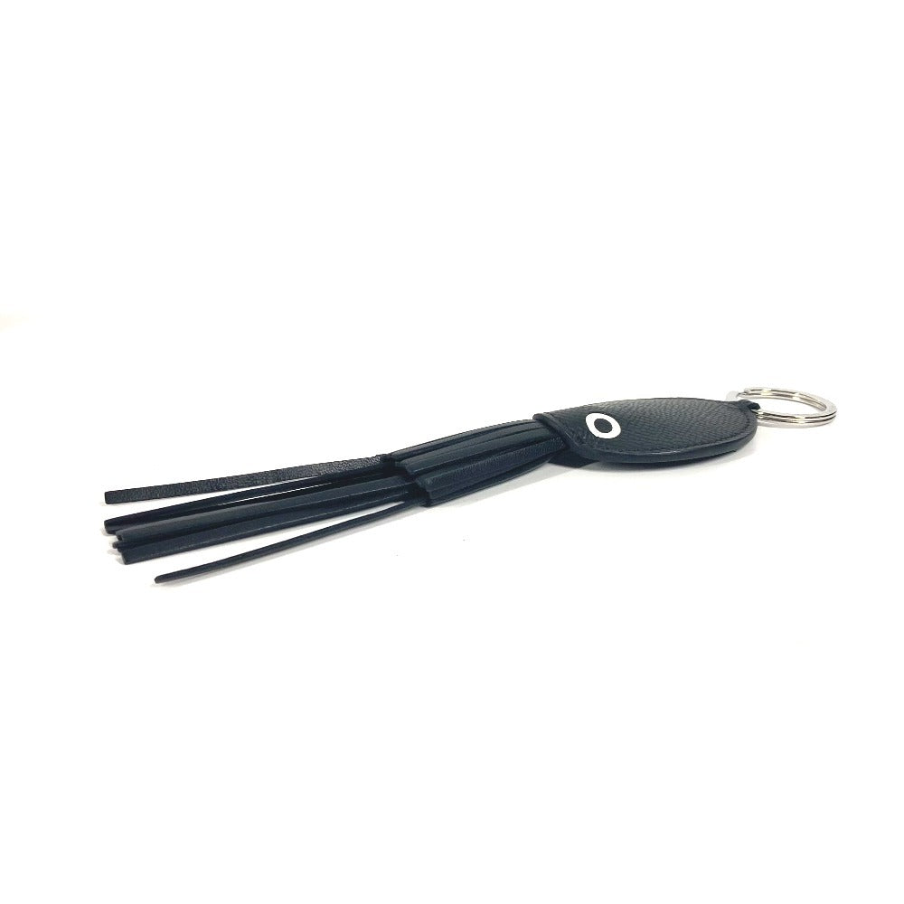 HERMES key ring leather black Poulpe Charm