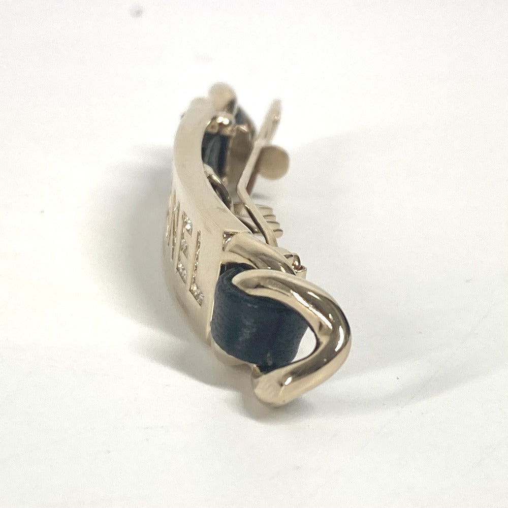 CHANEL Valletta metal black B20B logo rhinestone 85