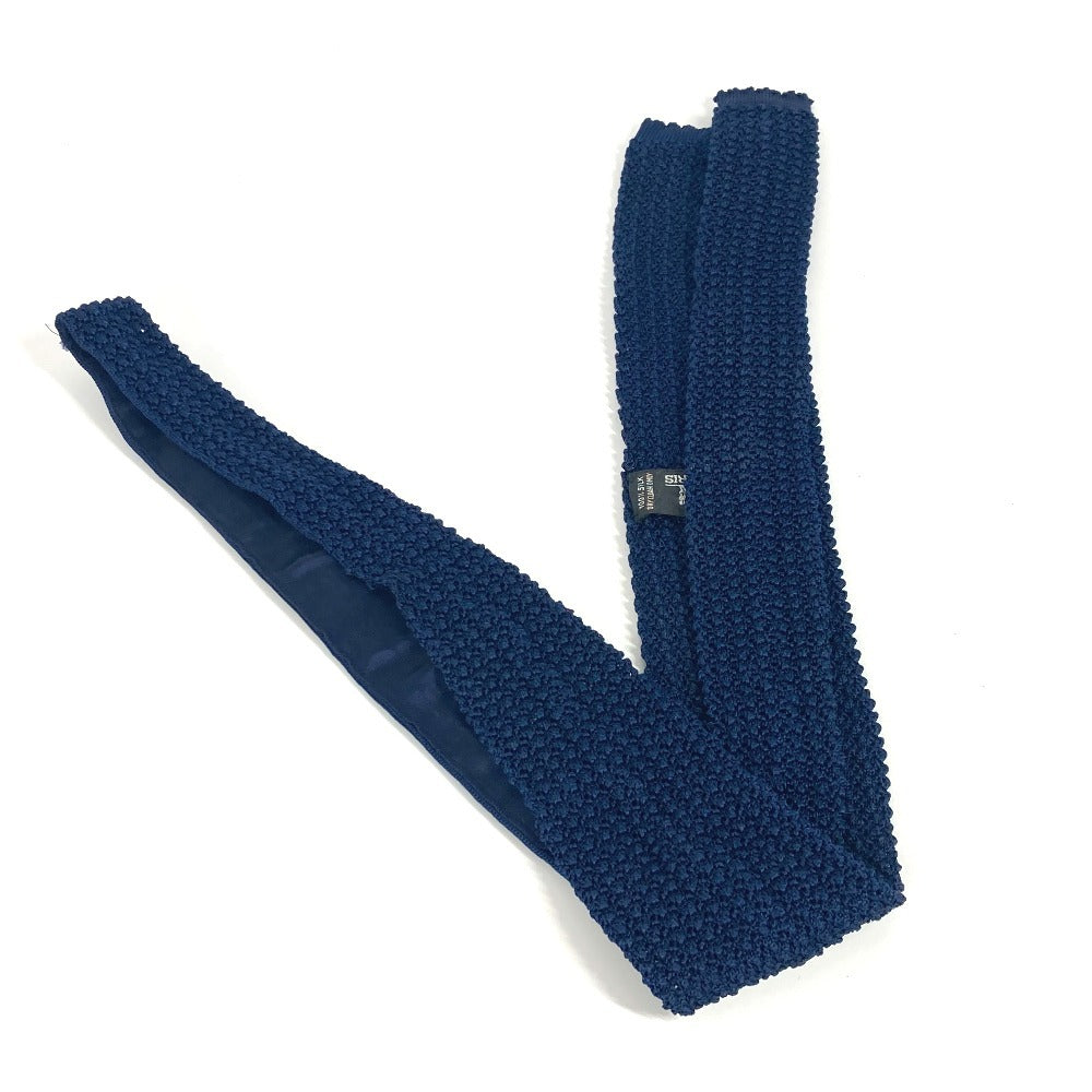 HERMES tie silk Navy H logo Knit tie Knit tie