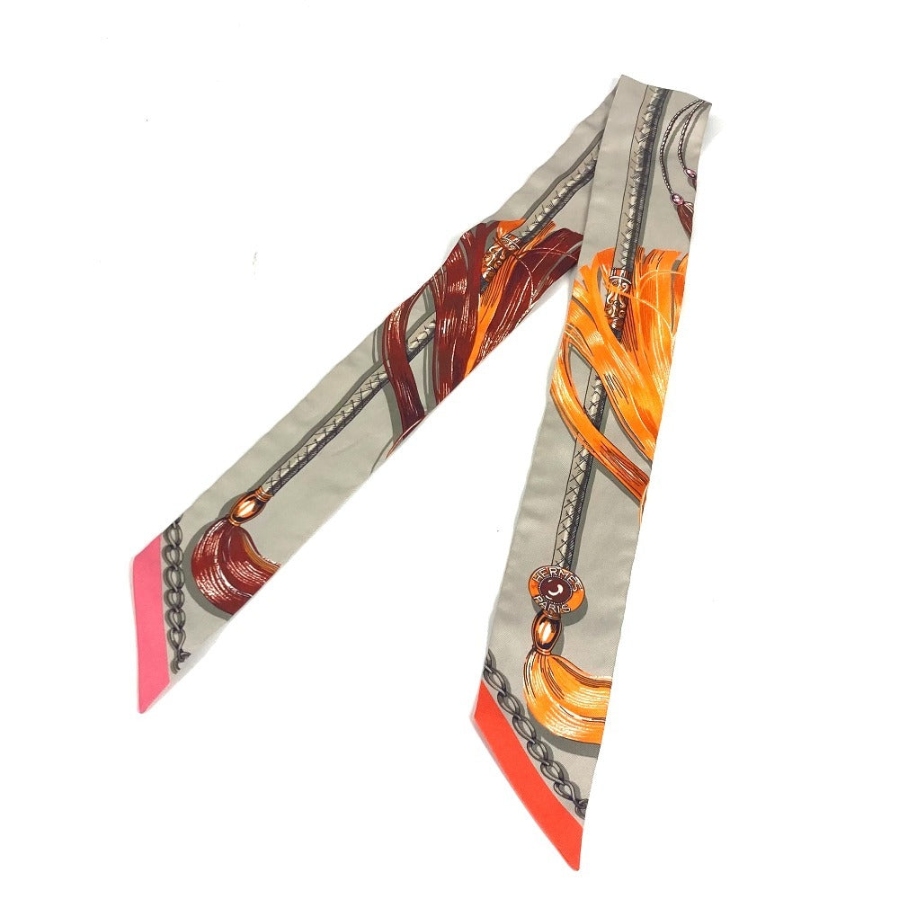 HERMES scarf silk gray Twilly Twilly Twilly