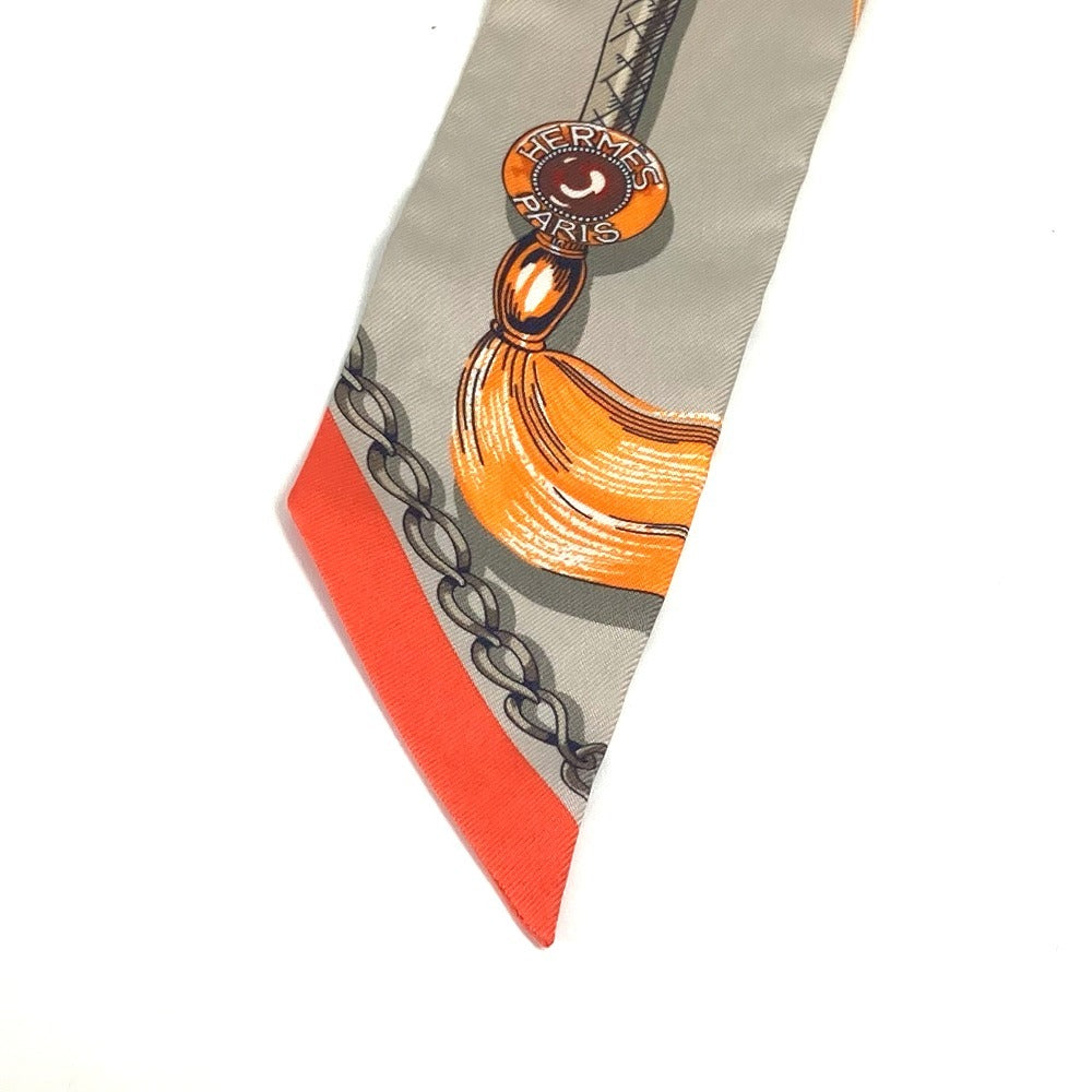 HERMES scarf silk gray Twilly Twilly Twilly
