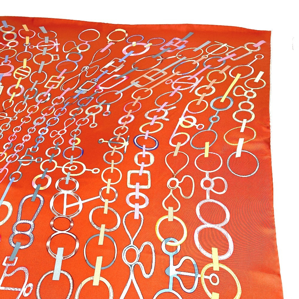 HERMES scarf silk Orange Carre90 Carre 90 DO RE BOUCLES