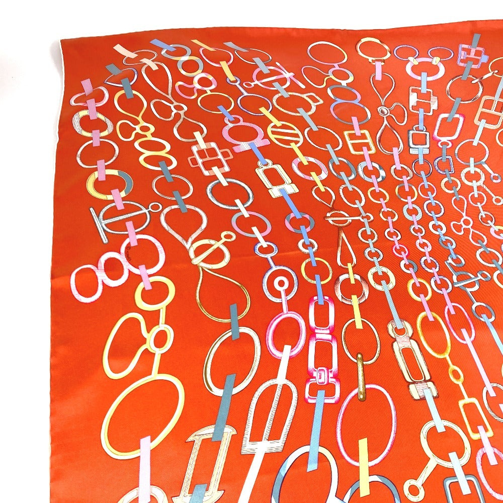 HERMES scarf silk Orange Carre90 Carre 90 DO RE BOUCLES