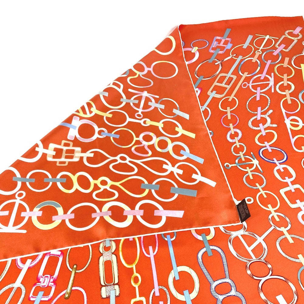 HERMES scarf silk Orange Carre90 Carre 90 DO RE BOUCLES