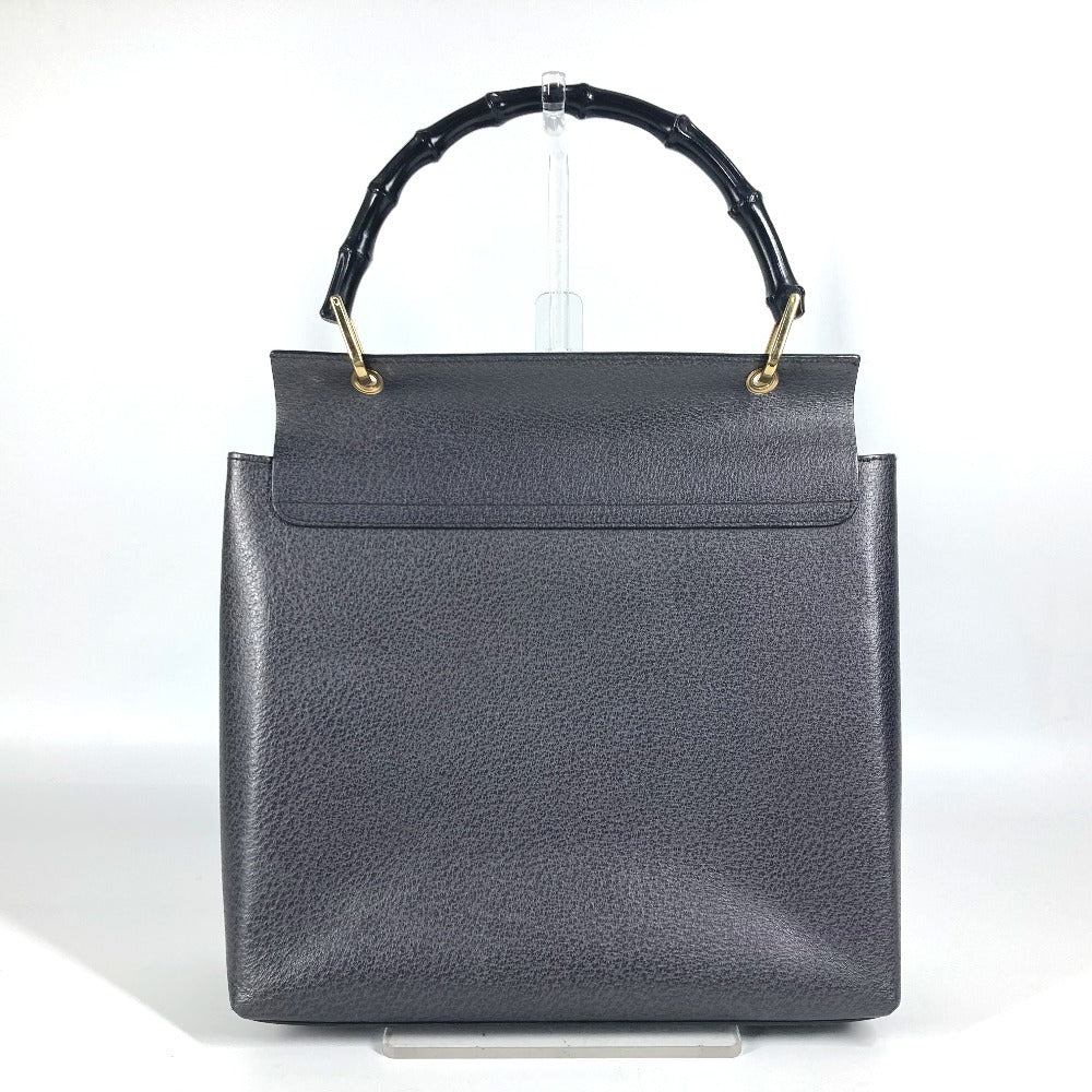 GUCCI Handbag 001ã»1118 leather gray vintage Bamboo
