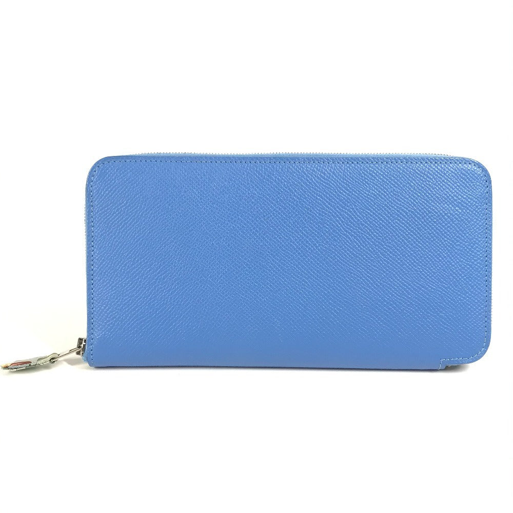 HERMES Long Wallet Purse Epsom blue Azap Long Silk Inn