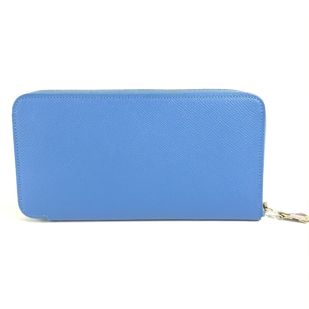 HERMES Long Wallet Purse Epsom blue Azap Long Silk Inn