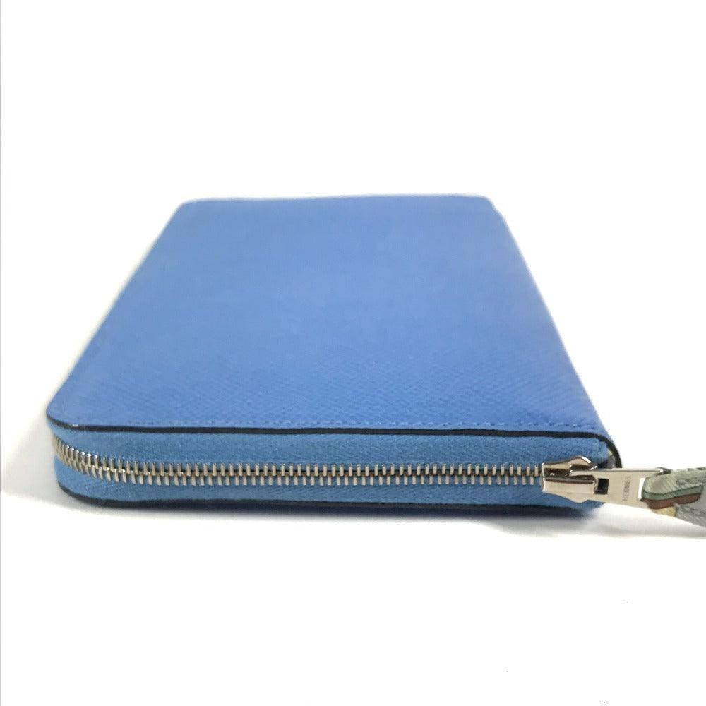 HERMES Long Wallet Purse Epsom blue Azap Long Silk Inn