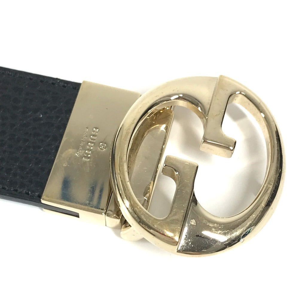 GUCCI belt 450000 leather black Double G GG logo 90