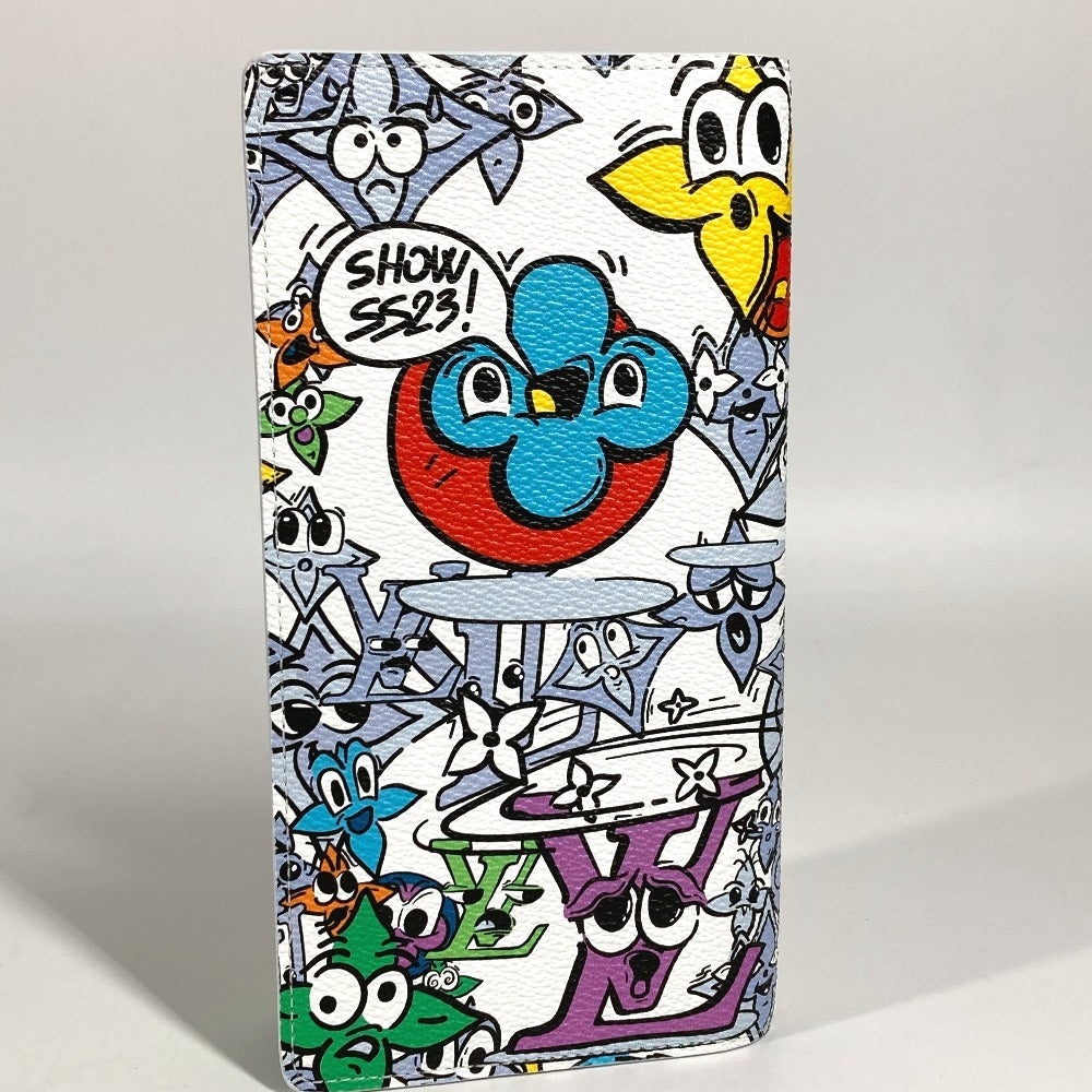 LOUIS VUITTON Long Wallet Purse M82011 leather multicolor Monogram Comics Portofois Brazza NM