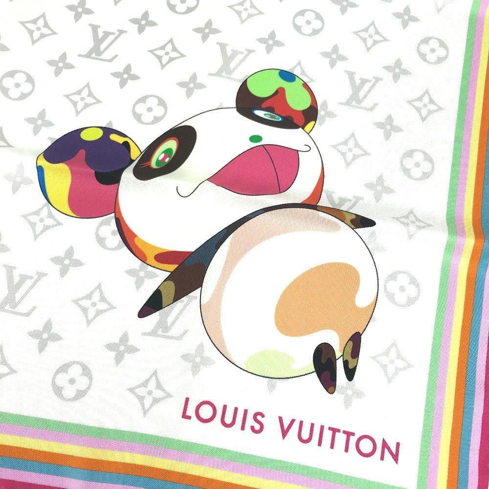 LOUIS VUITTON scarf M96273 silk white LV x TM Takashi Murakami Murakami Panda Panda Monogram Superflat Characters Square 70
