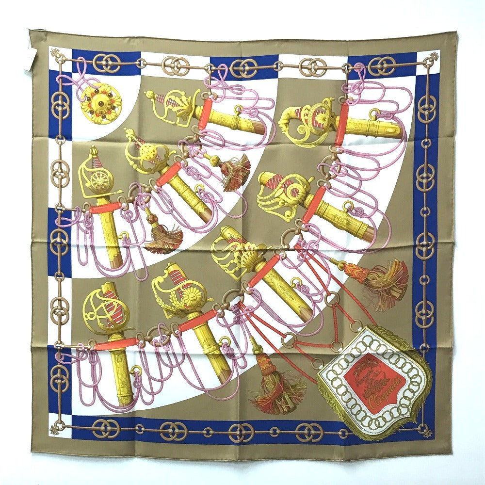 HERMES scarf silk beige Carre90 Carre 90