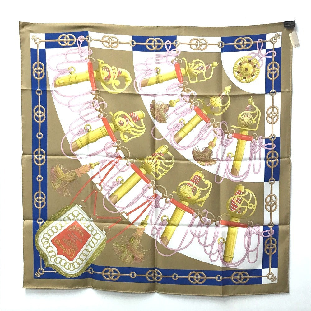HERMES scarf silk beige Carre90 Carre 90