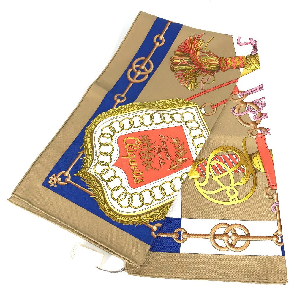 HERMES scarf silk beige Carre90 Carre 90