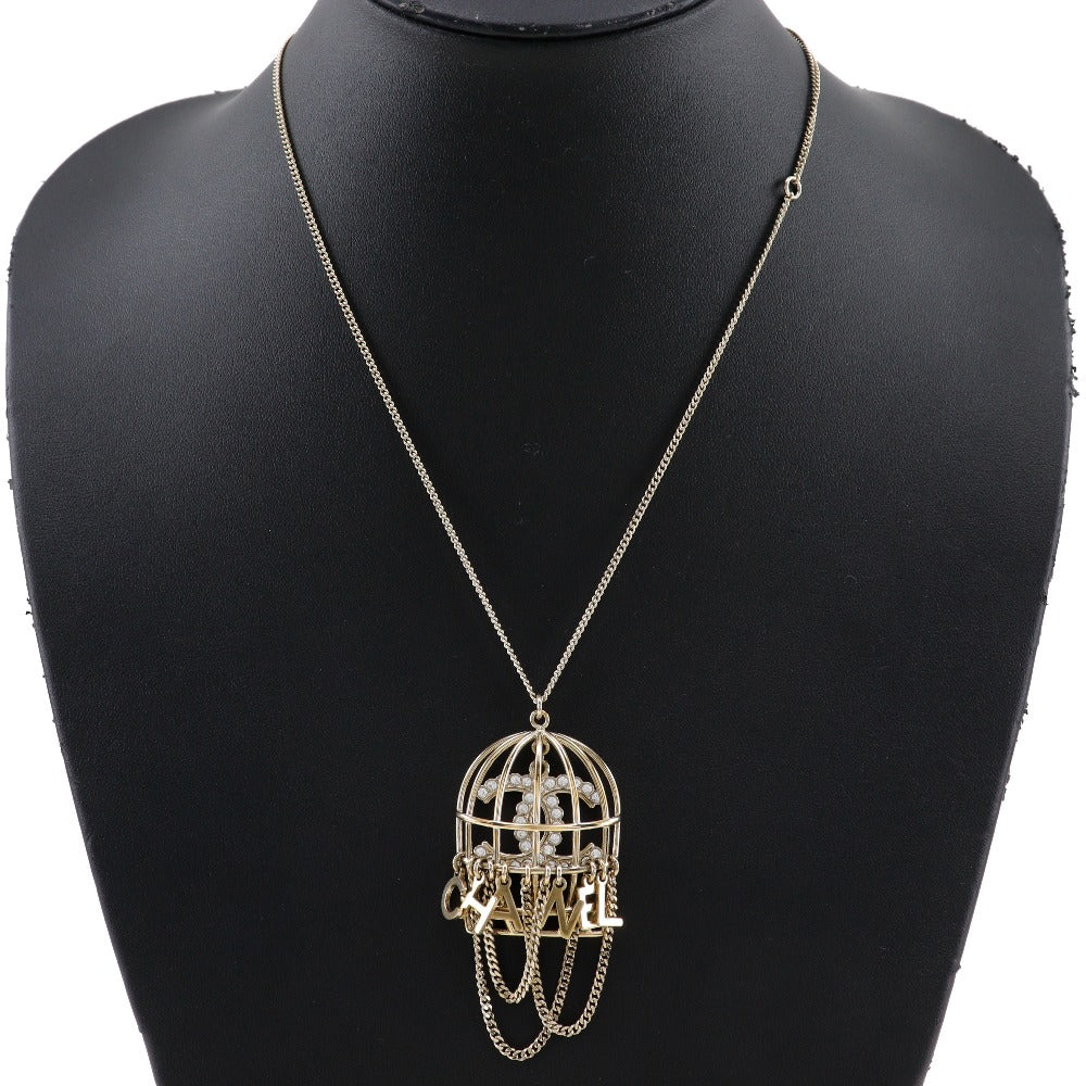 CHANEL Necklace Plated Gold, Rhinestones Champagne Gold Mtiers d'Art Collection birdcage Women