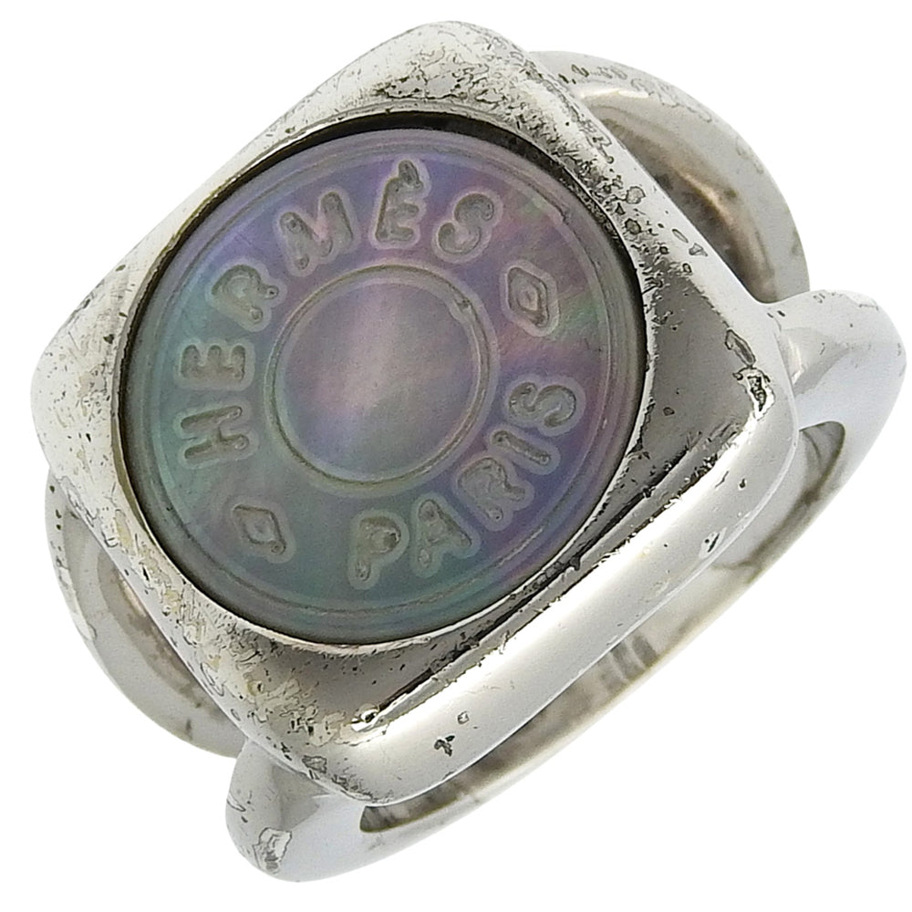 HERMES Ring Metal, Shell Silver BIJOUTERIE FANTAISIE Corozo Series 52
