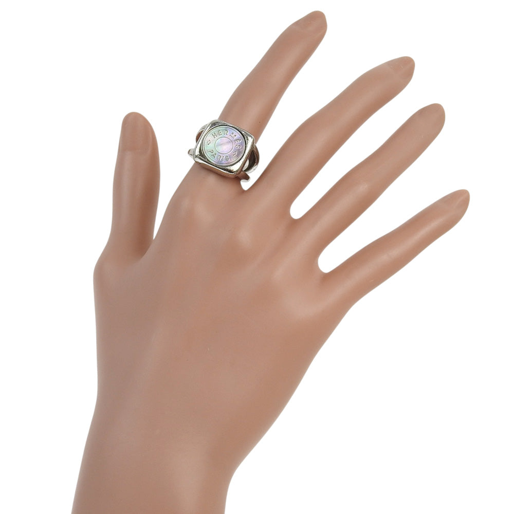 HERMES Ring Metal, Shell Silver BIJOUTERIE FANTAISIE Corozo Series 52