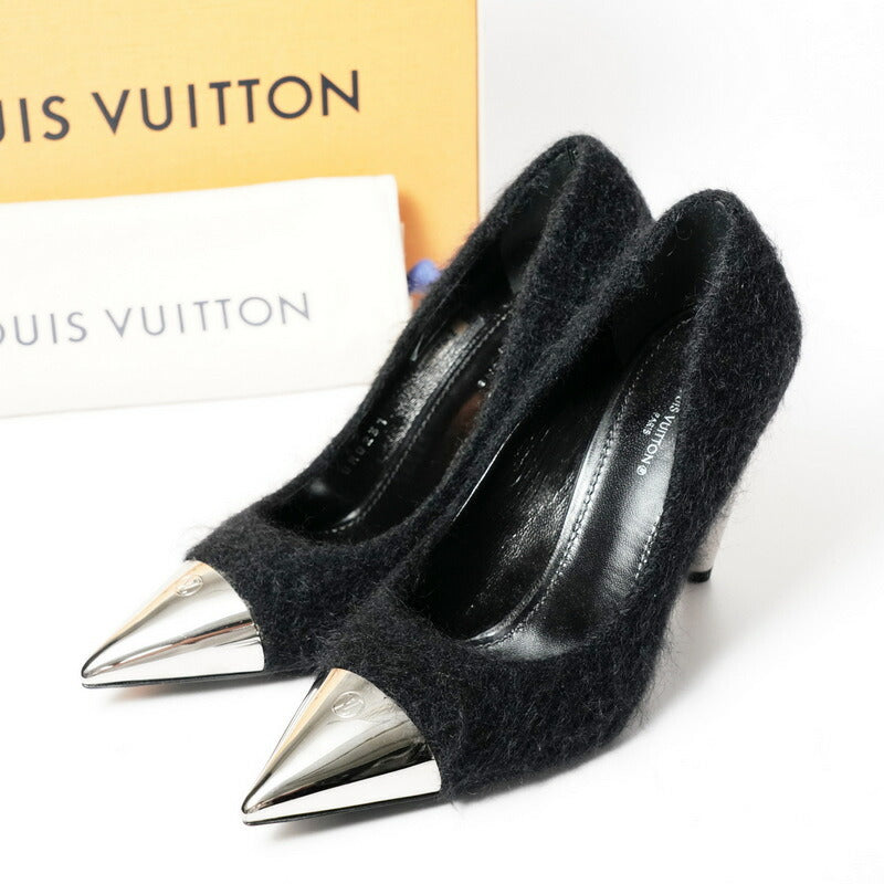LOUIS VUITTON pumps 1A93L4 mohair Black / Silver Women 37.5