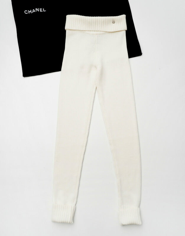 CHANEL Pants AG736/P16403W02680 wool Ivory COCO Mark leggings Women 38