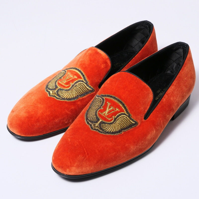LOUIS VUITTON Slip-on Velor Orange mens 6.5