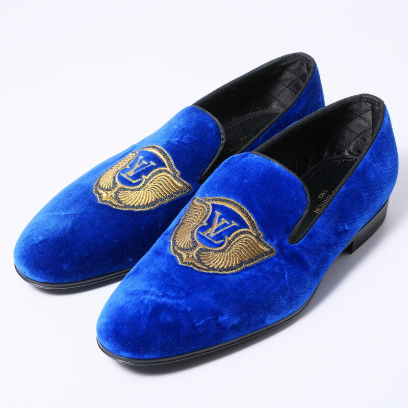 LOUIS VUITTON Slip-on Velor blue mens 7