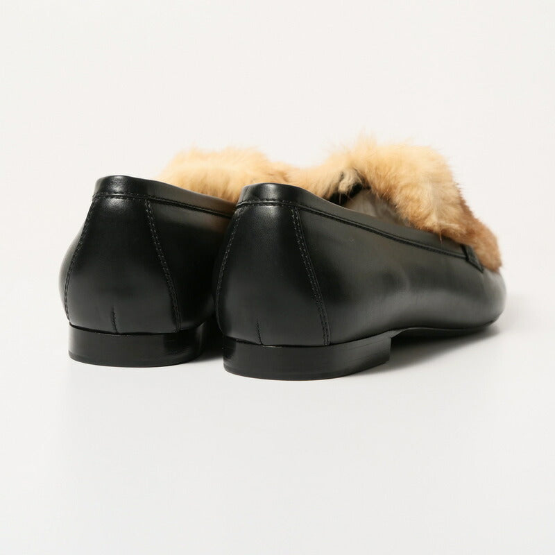 LOUIS VUITTON loafers Genuine Leather Black/Light Brown/Gold Women 37