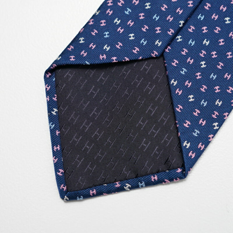 HERMES tie 659282T 100% silk Navy mens
