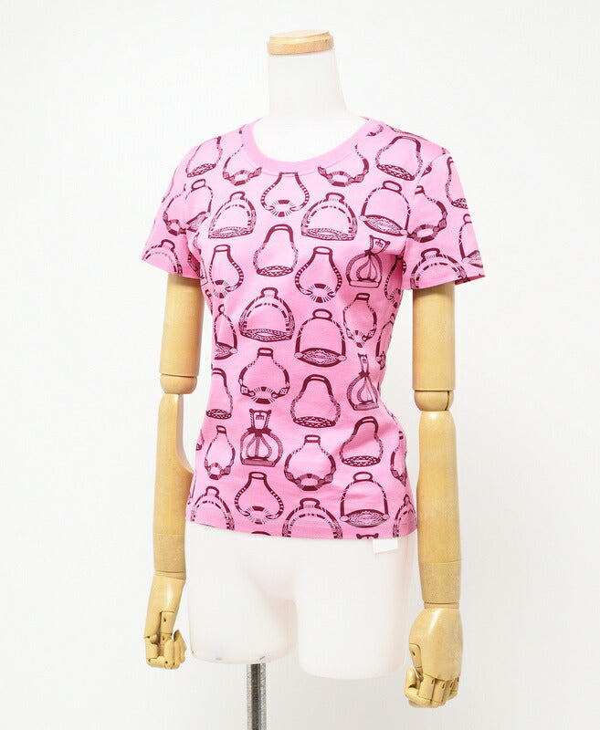 HERMES Cut 36-7705 cotton, cotton Pink / Brown Women 34