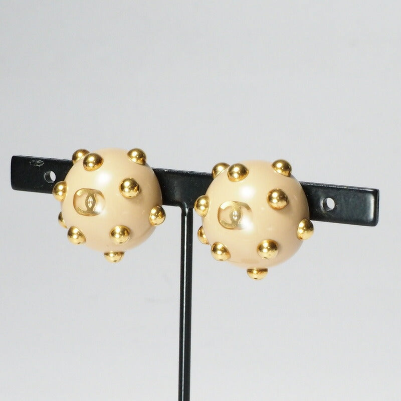 CHANEL Earring Plastic, Gold Plated Bi-color Studs Pole Women