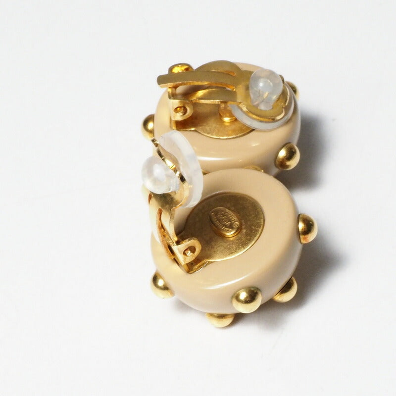 CHANEL Earring Plastic, Gold Plated Bi-color Studs Pole Women