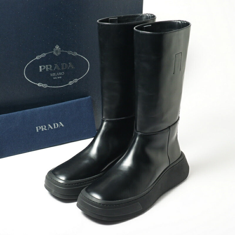 PRADA boots 2WG013 leather black mens 7