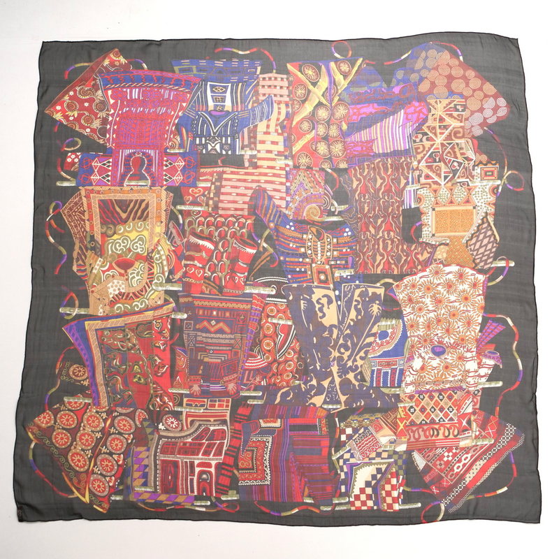 HERMES scarf silk Black / red Women
