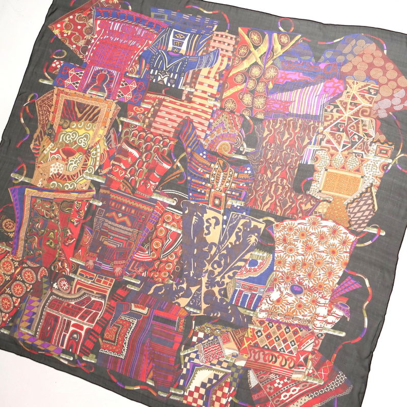 HERMES scarf silk Black / red Women
