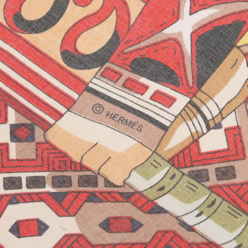 HERMES scarf silk Black / red Women