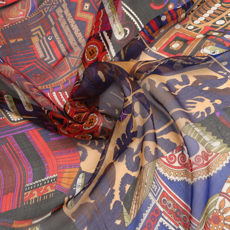 HERMES scarf silk Black / red Women