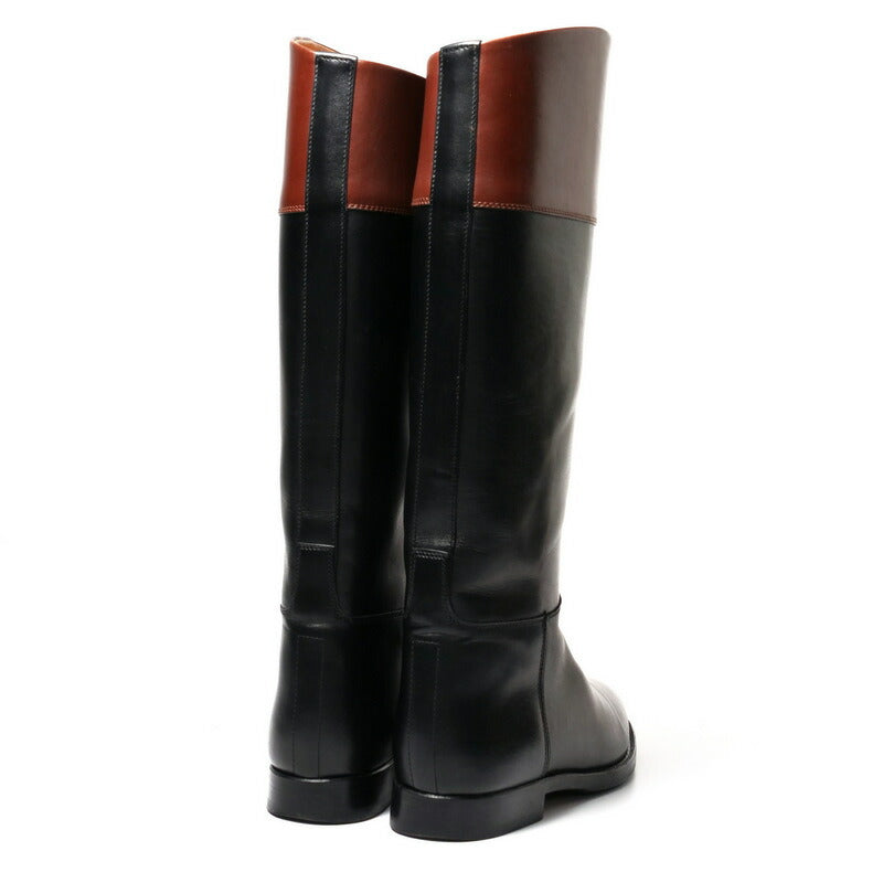 HERMES boots leather black Women No size listed